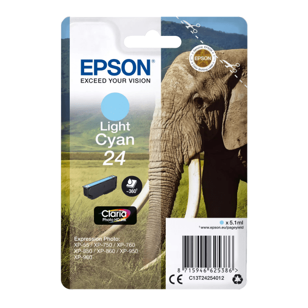 Epson 24 Elephant Light Cyan Standard Capacity Ink Cartridge 5ml