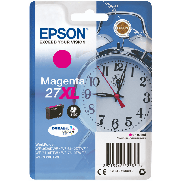 Epson 27XL Alarm Clock Magenta High Yield Ink Cartridge 10ml
