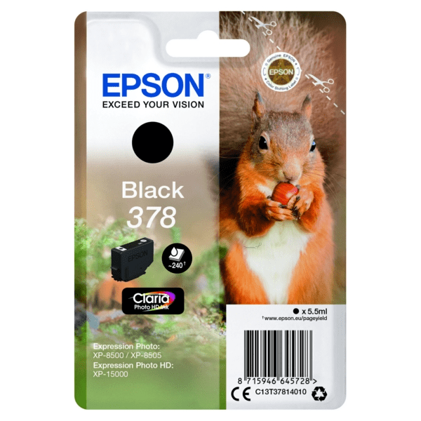 Epson 378 Squirrel Black Standard Capacity Ink Cartridge 5.5ml