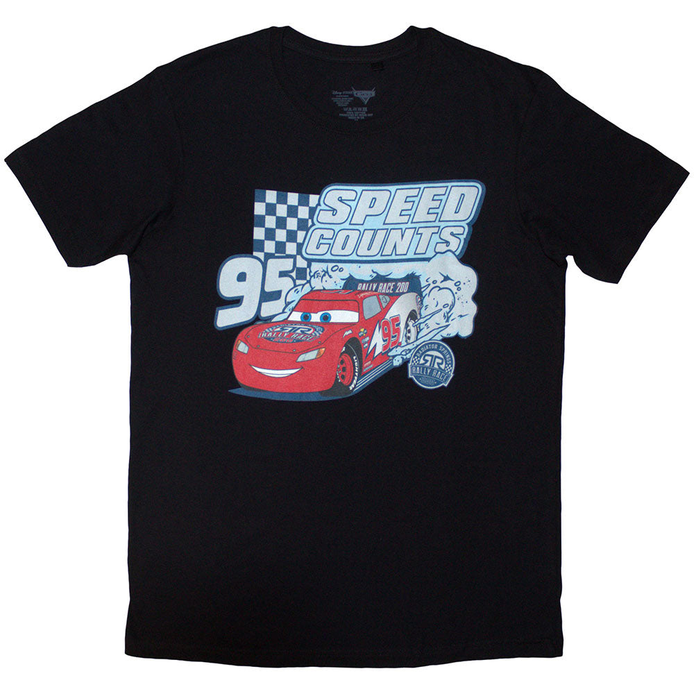 Disney Unisex T-Shirt Cars Speed Counts Black (M)