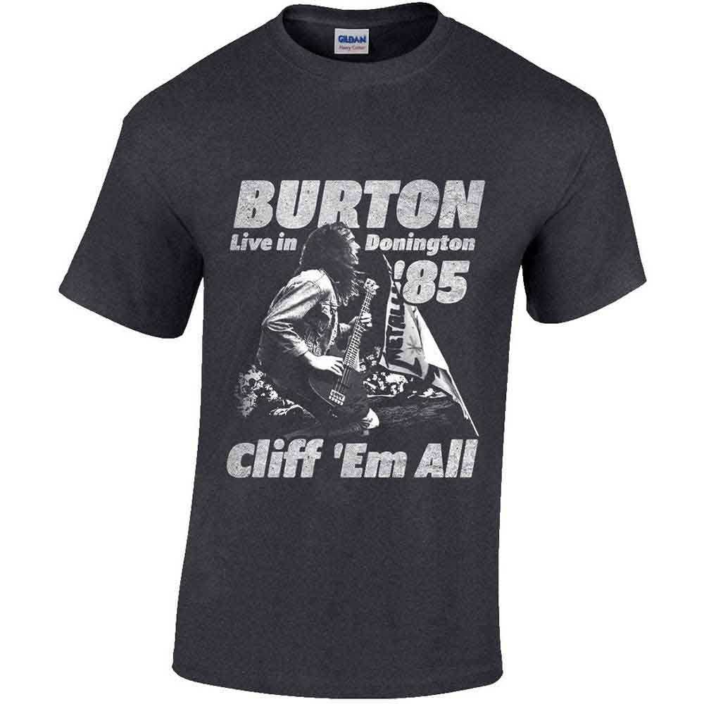 Cliff Burton Unisex T-Shirt Flag Retro Grey (M)
