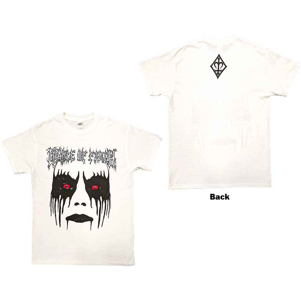 Cradle Of Filth Unisex T-Shirt Dani Make Up (Back Print) White (L)