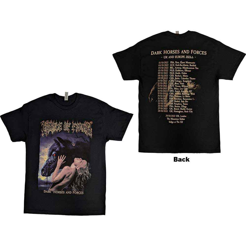 Cradle Of Filth Unisex T-Shirt Dark Horses (Back Print) Black (L)