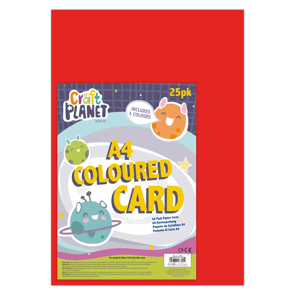 Craft Planet A4 Multi-coloured Card (25pk)