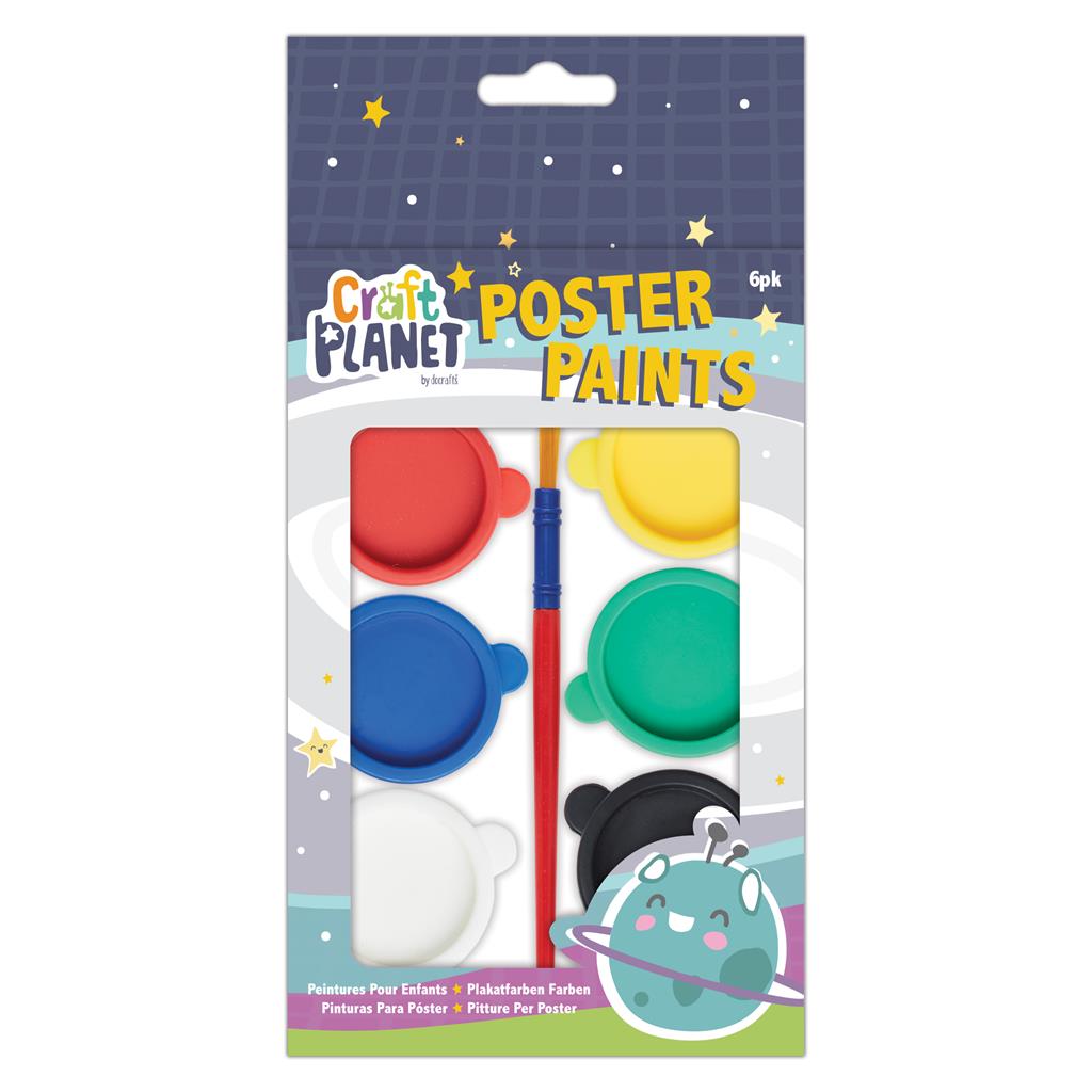 Craft Planet Poster Paints with Brush (6pk)