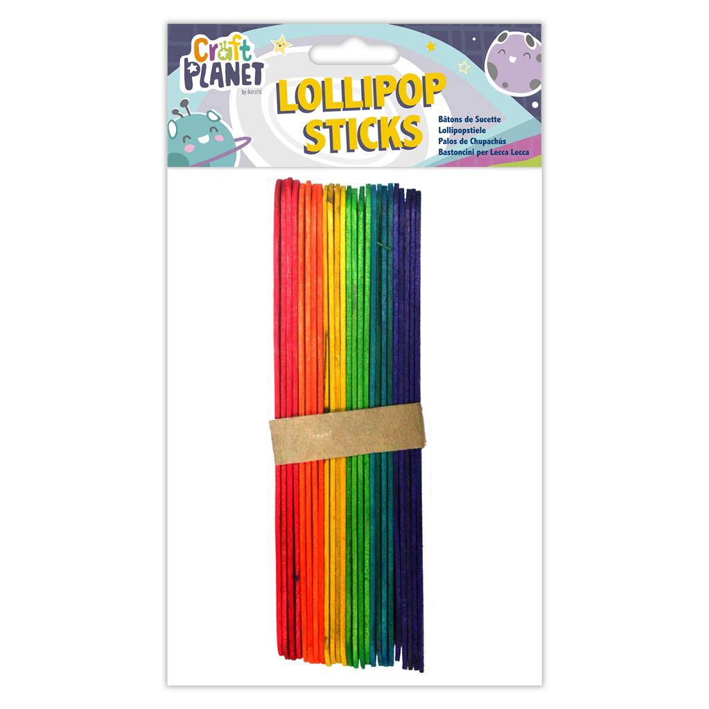 Craft Planet Lollipop Sticks - Assorted Colours Extra Large (25pcs)