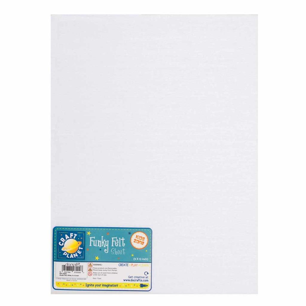 Craft Planet Acrylic Felt 9" x 12" - White (1sht)