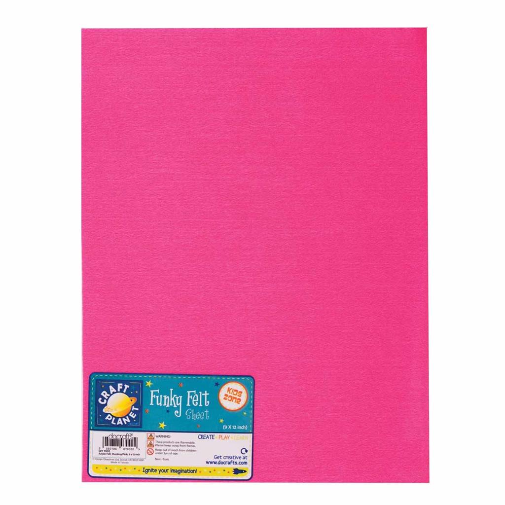 Craft Planet Acrylic Felt 9" x 12" - Shocking Pink (1sht)