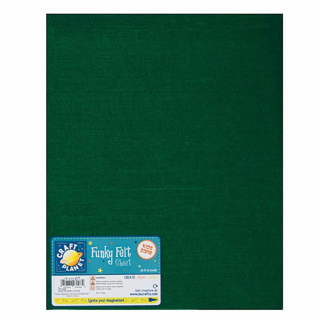 Craft Planet Acrylic Felt 9" x 12" - Green (1sht)