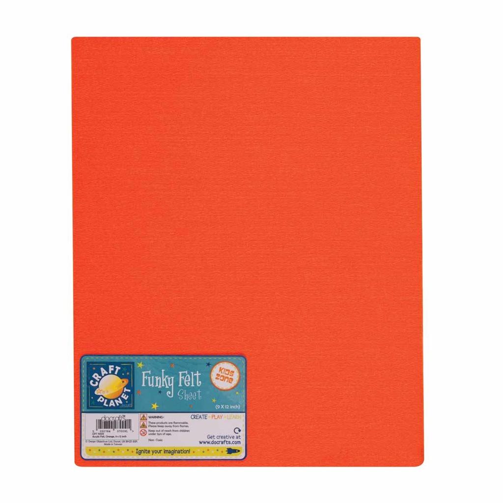 Craft Planet Acrylic Felt 9" x 12" - Orange (1sht)