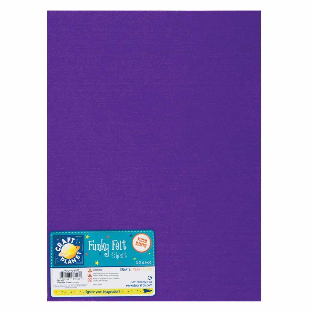 Craft Planet Acrylic Felt 9" x 12" - Purple (1sht)