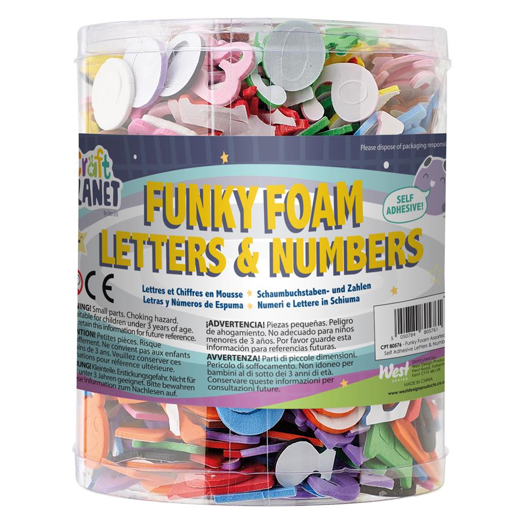Craft Planet Funky Foam Tub (Self Adhesive) - Letters/Numbers