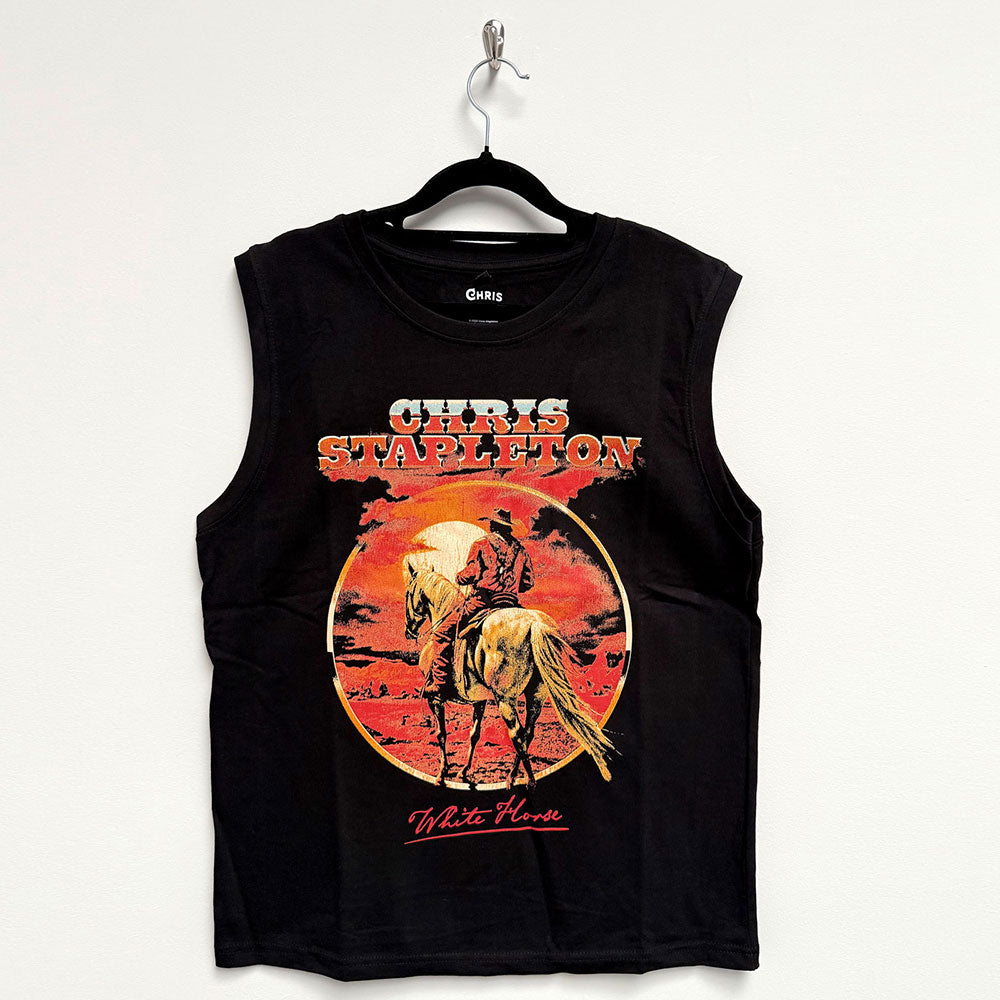 Chris Stapleton Unisex Tank T-Shirt White Horse Black (S)