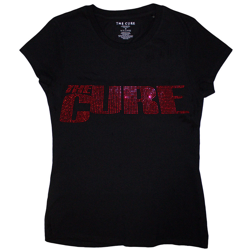 The Cure Ladies T-Shirt Logo (Diamante) Black (S)