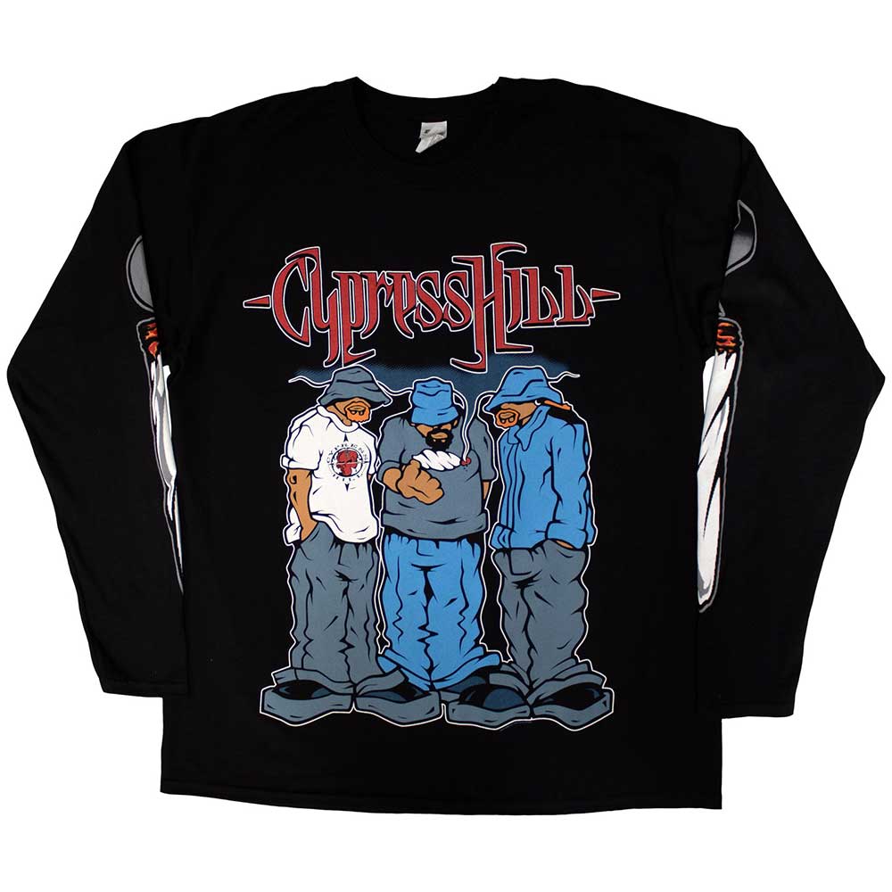 Cypress Hill Unisex Long Sleeve T-Shirt Blunted (Sleeve Print) Black (S)