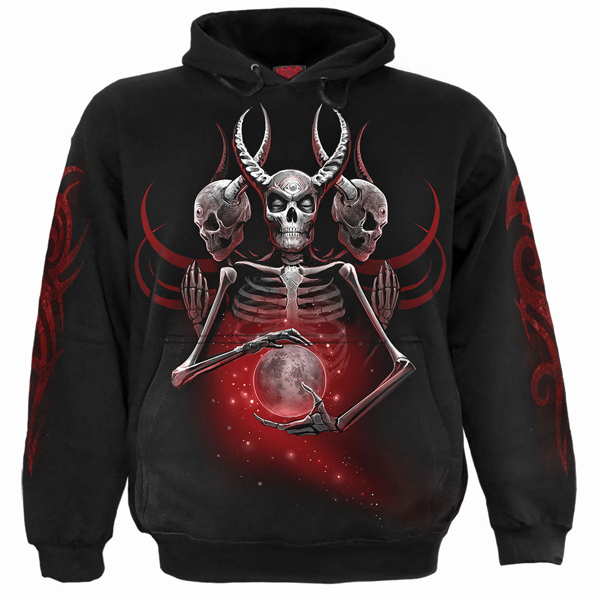 Spiral Unisex Pullover Hoodie Third Eye Awakening (Back & Sleeve Print) Black (XXL)