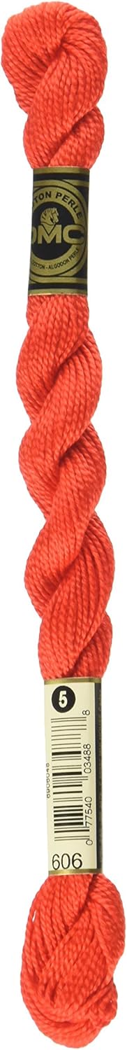 DMC Pearl Cotton Thread Size 5 25m Skein - Bright Orange Red (606)