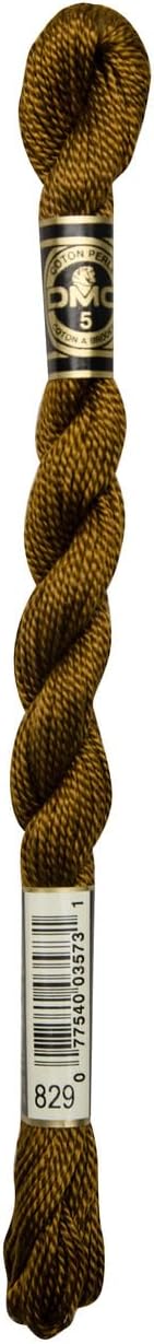 DMC Pearl Cotton Thread Size 5 25m Skein - Very Dark Golden Olive (829)