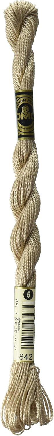 DMC Pearl Cotton Thread Size 5 25m Skein - Very Light Beige Brown (842)