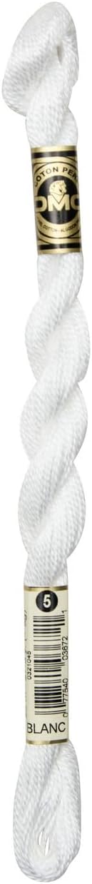 DMC Pearl Cotton Thread Size 5 25m Skein - White (BLANC)
