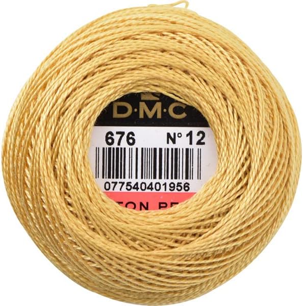 DMC Pearl Cotton Thread Size 12 120m Ball - Light Old Gold (676)