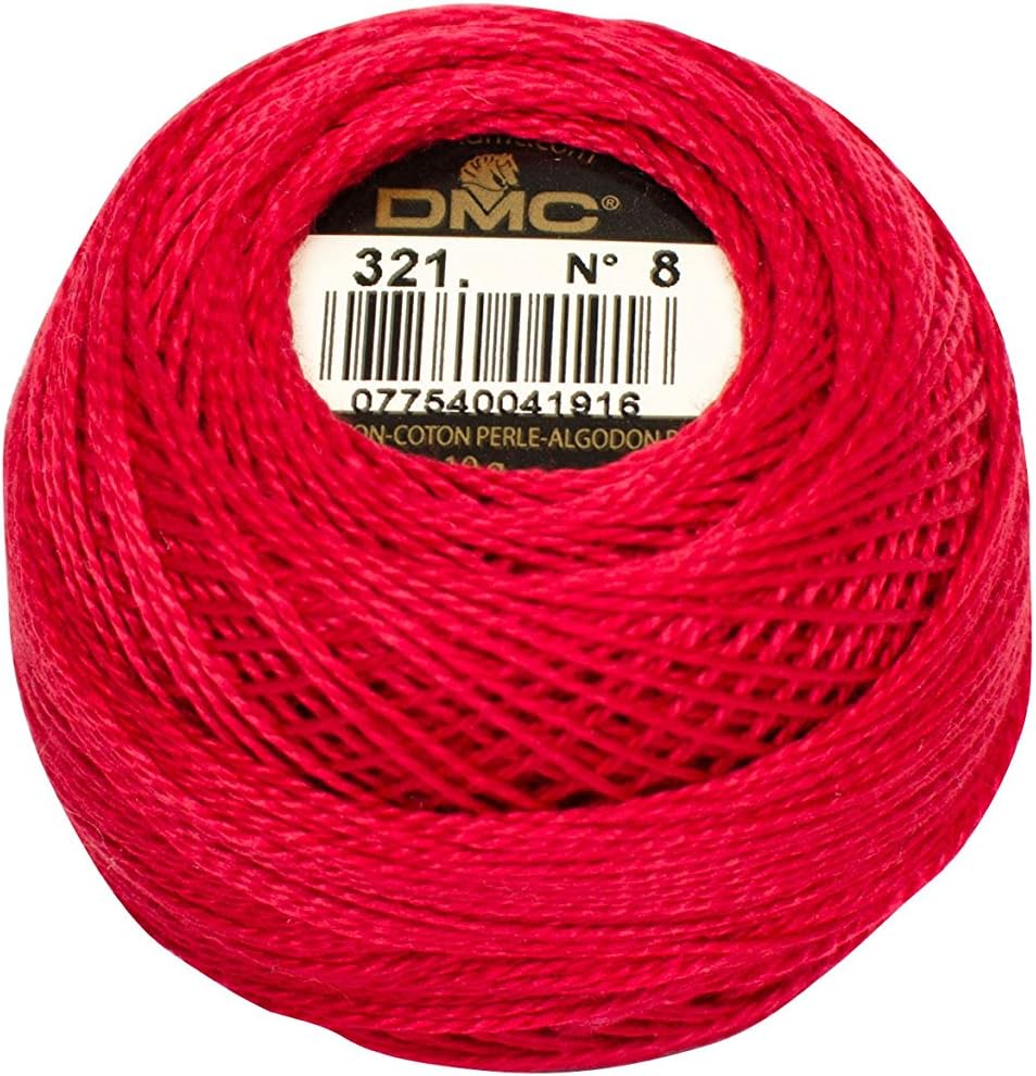 DMC Pearl Cotton Size 8 80m Ball - Christmas Red (321)
