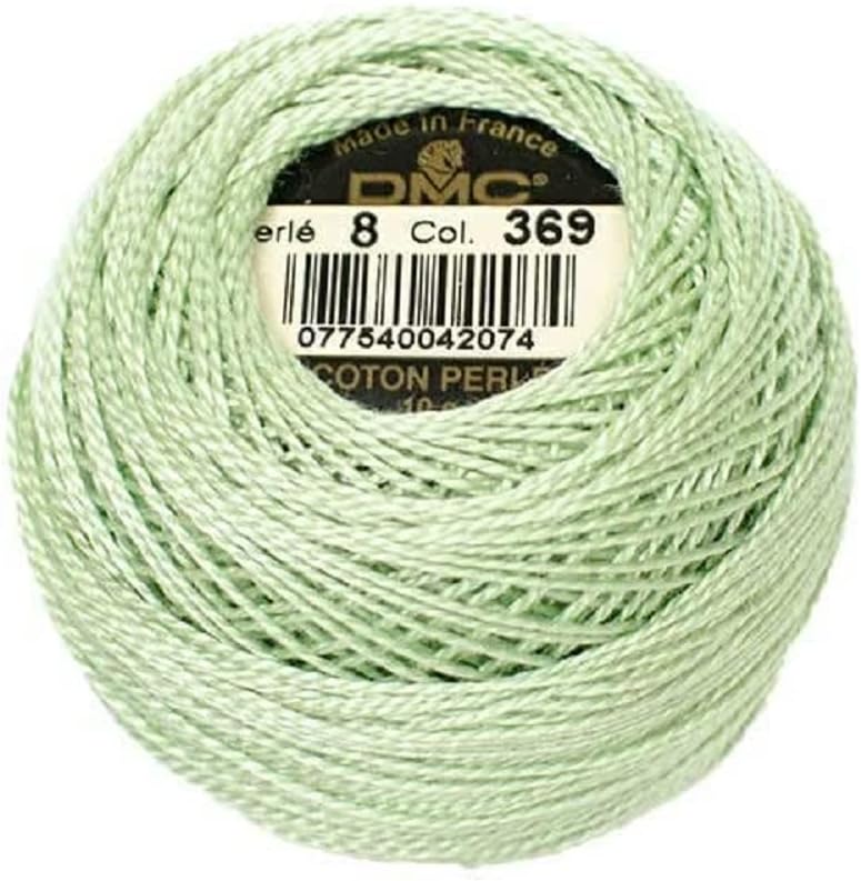 DMC Pearl Cotton Size 8 80m Ball - Very Light Pistachio Green (369)