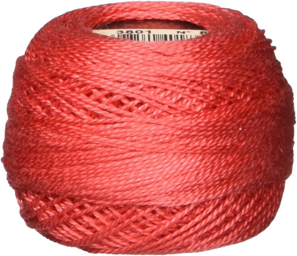 DMC Pearl Cotton Size 8 80m Ball - Red (3801)