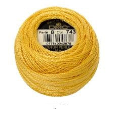 DMC Pearl Cotton Size 8 80m Ball - Medium Yellow (743)