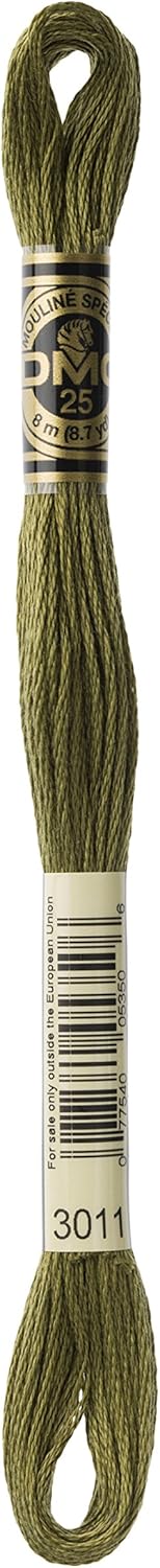 DMC Mouline Stranded Cotton Embroidery Thread 8m Skein - Dark Khaki Green (3011)