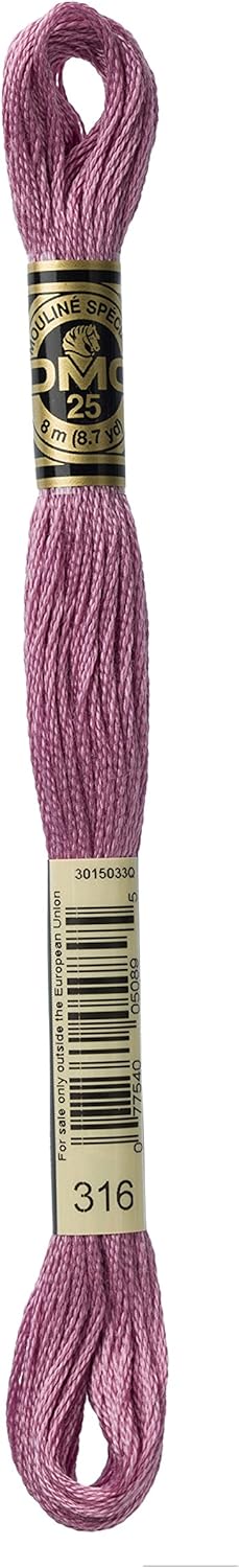 DMC Mouline Stranded Cotton Embroidery Thread 8m Skein - Pink (316)