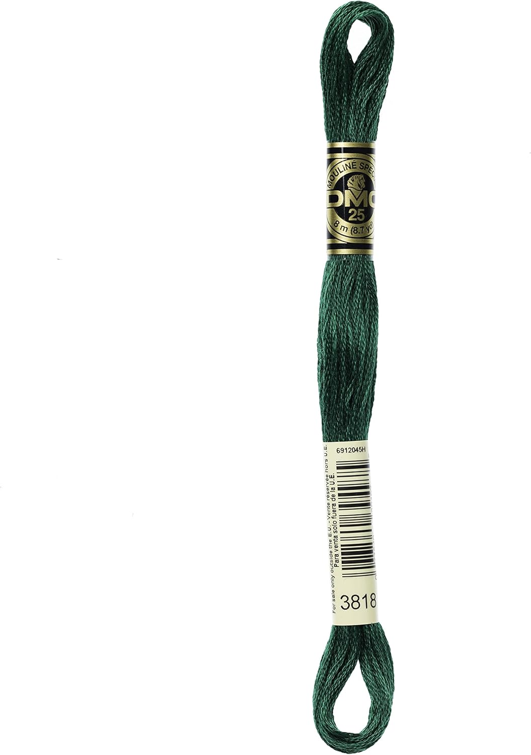 DMC Mouline Stranded Cotton Embroidery Thread 8m Skein - Very Dark Emerald Green (3818)