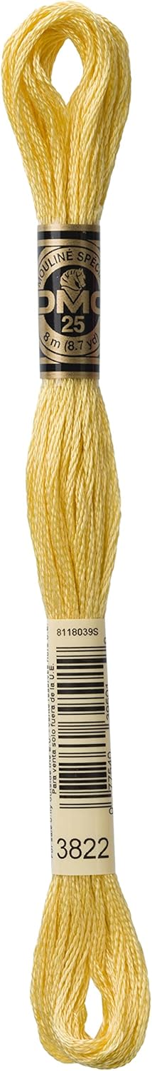 DMC Mouline Stranded Cotton Embroidery Thread 8m Skein - Light Straw (3822)