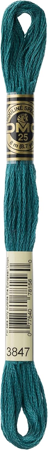 DMC Mouline Stranded Cotton Embroidery Thread 8m Skein - Teal Green (3847)