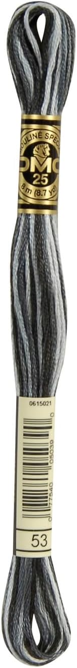 DMC Mouline Stranded Cotton Embroidery Thread 8m Skein - Variegated Steel Grey (53)