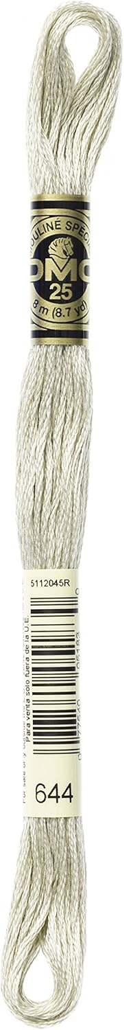 DMC Mouline Stranded Cotton Embroidery Thread 8m Skein - Medium Beige Grey (644)
