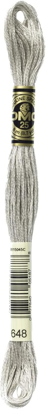 DMC Mouline Stranded Cotton Embroidery Thread 8m Skein - Light Beaver Grey (648)