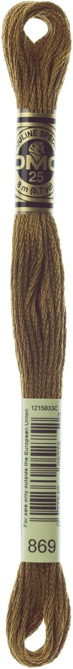 DMC Mouline Stranded Cotton Embroidery Thread 8m Skein - Very Dark Hazelnut Brown (869)