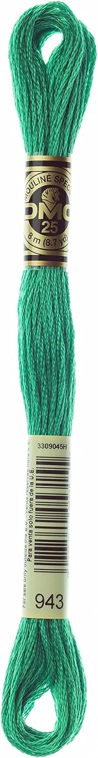 DMC Mouline Stranded Cotton Embroidery Thread 8m Skein - Medium Aquamarine (943)