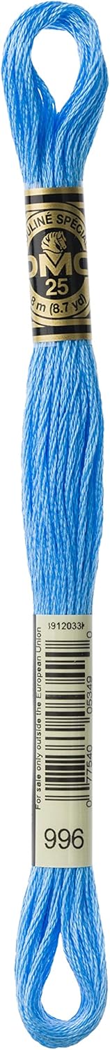 DMC Mouline Stranded Cotton Embroidery Thread 8m Skein - Medium Electric Blue (996)