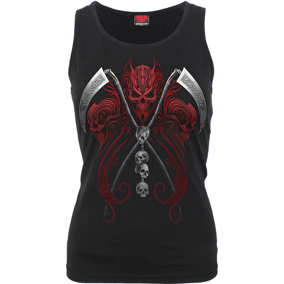 Spiral Ladies Razor Back Vest T-Shirt Reaperess Black (XXL)