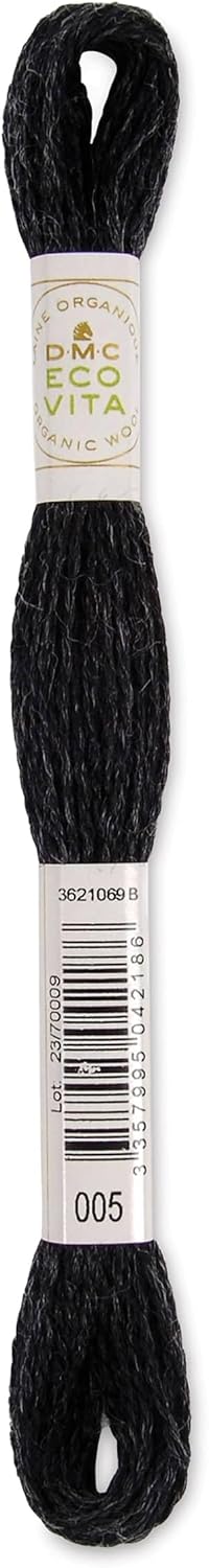 DMC Eco Vita Organic Wool Thread 16m Skein - Black (005)