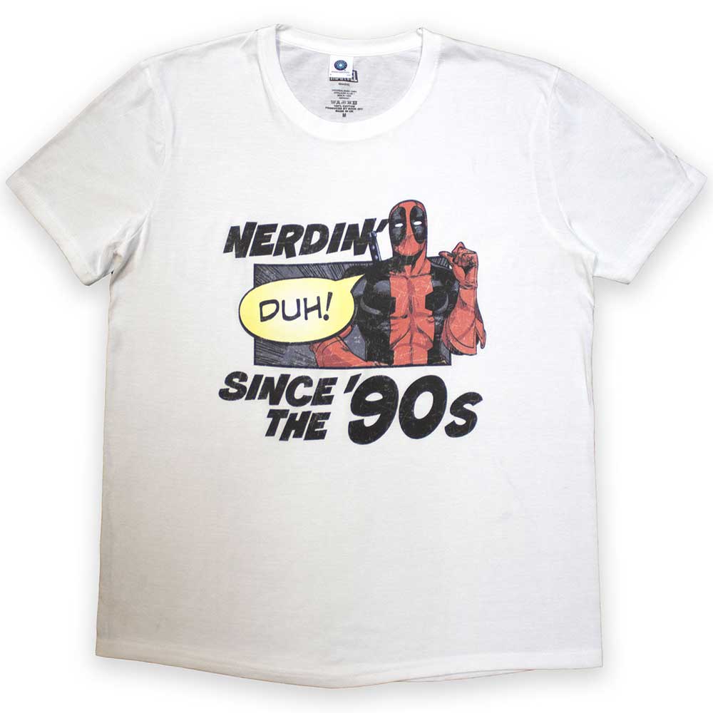 Marvel Comics Unisex T-Shirt Deadpool Nerdin' Since The '90s White (M)