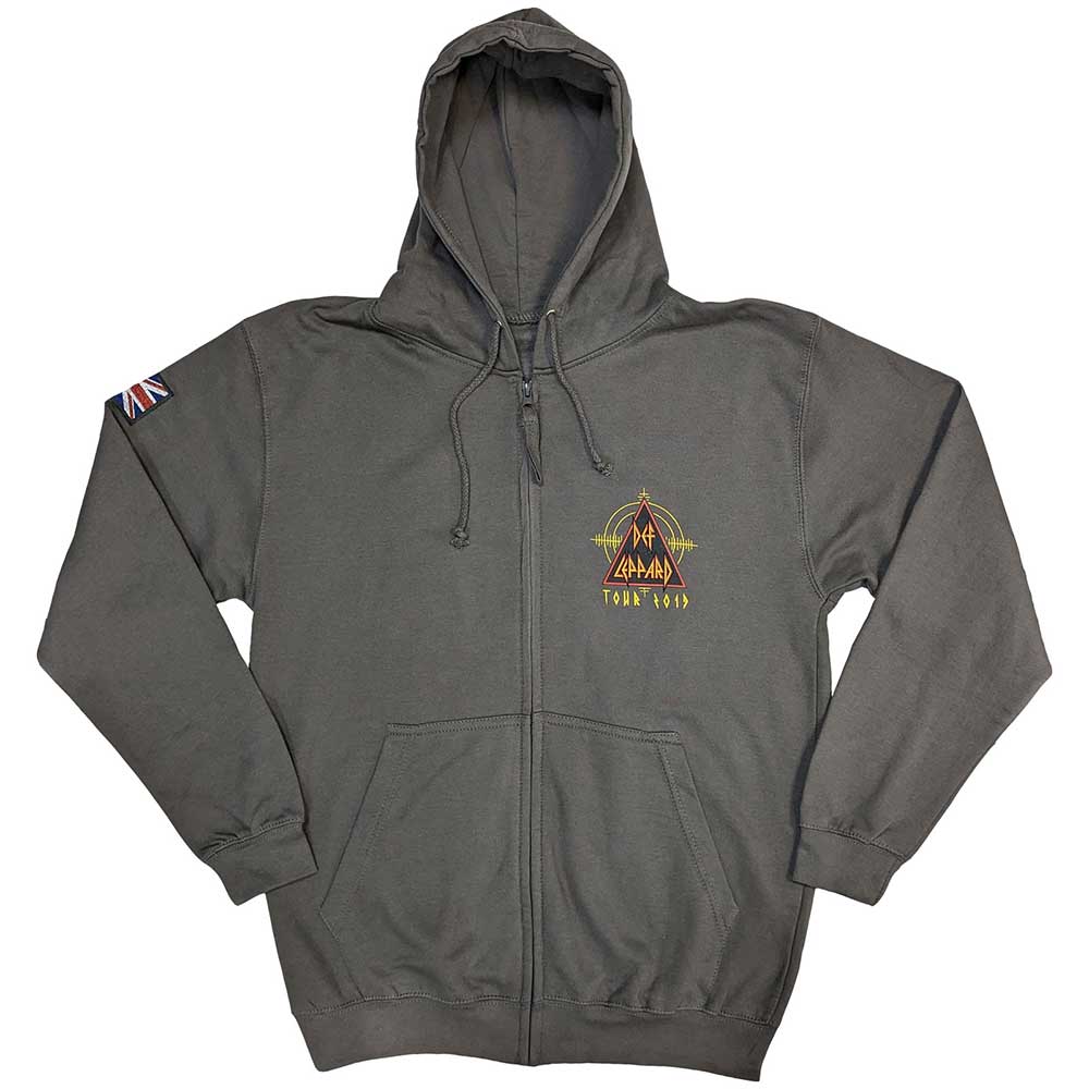 Def Leppard Unisex Zipped Hoodie Logo Tour 2019 (Ex-Tour) Grey (XXL)
