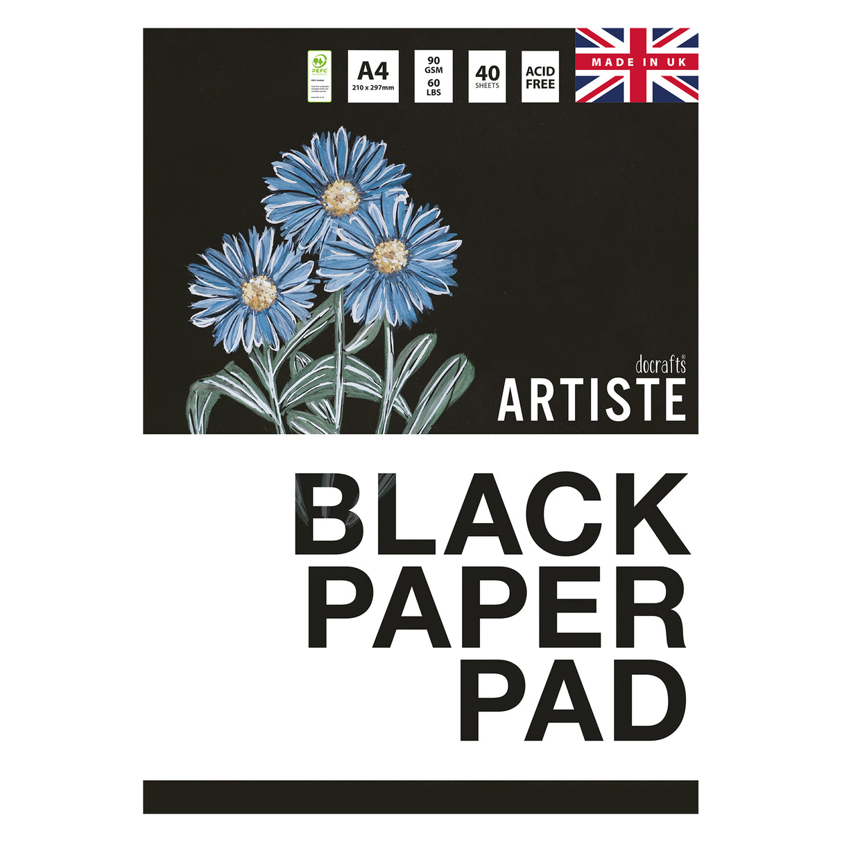 Artiste A4 Black Paper Pad 90gsm 40shts