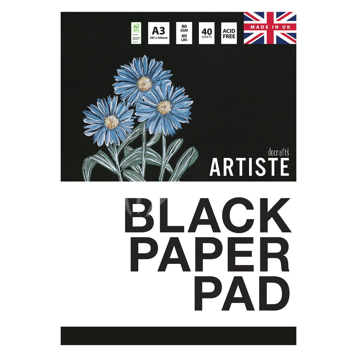 Artiste A3 Black Paper Pad 90gsm 40shts