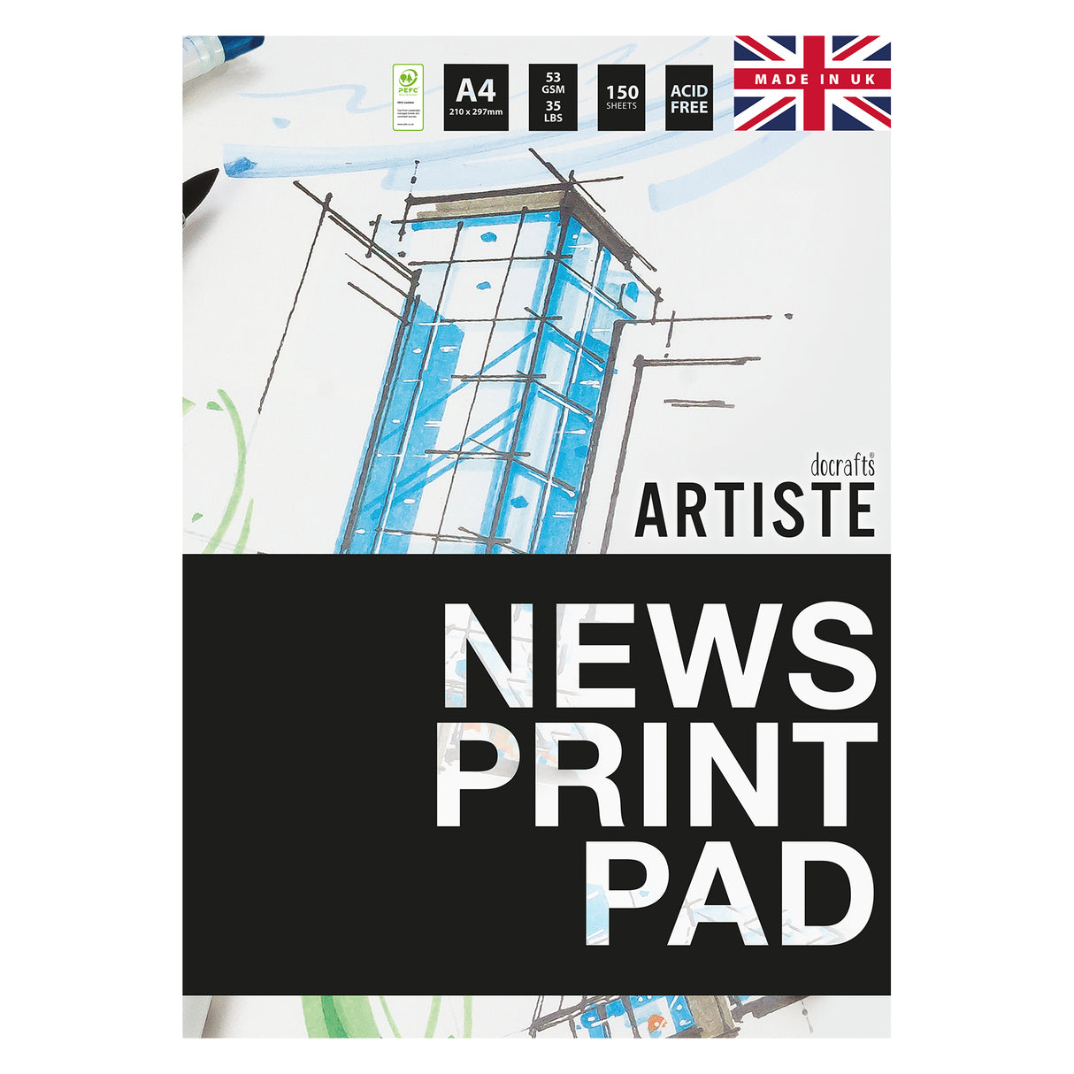 Artiste A4 Newsprint Pad 53gsm 150shts