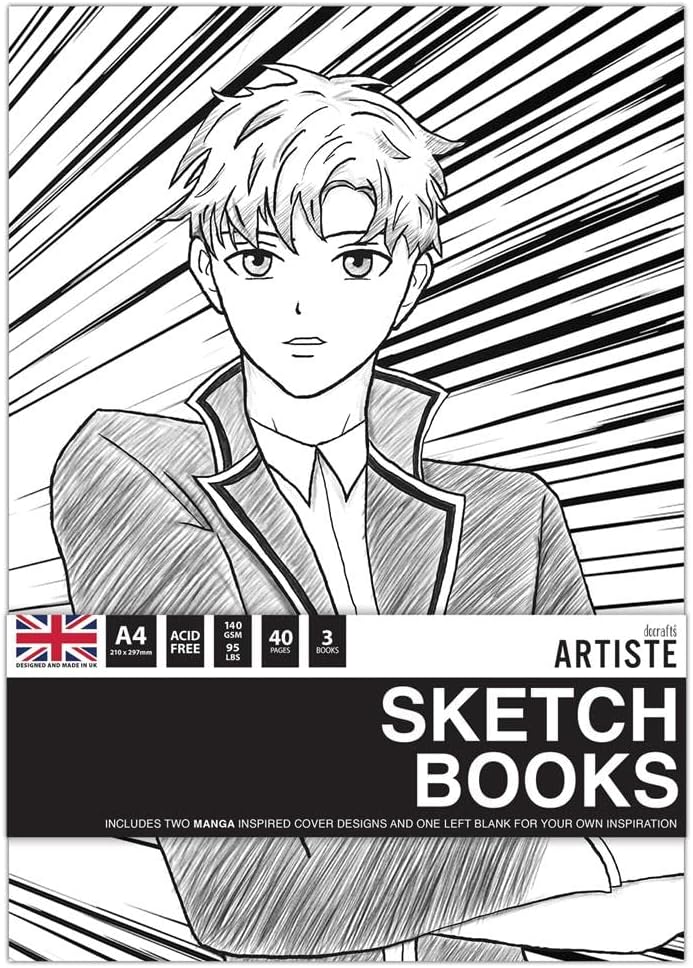 Artiste A4 Sketchbook 140gsm 20shts White - Manga (3pk)