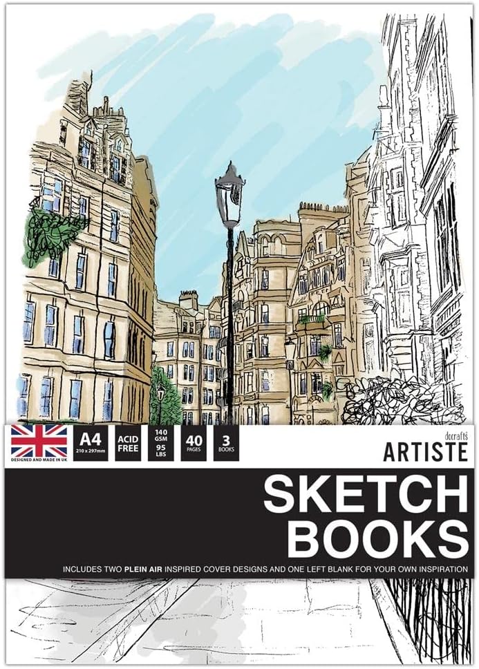Artiste A4 Sketchbook 140gsm 20shts White - Plein Air (3pk)