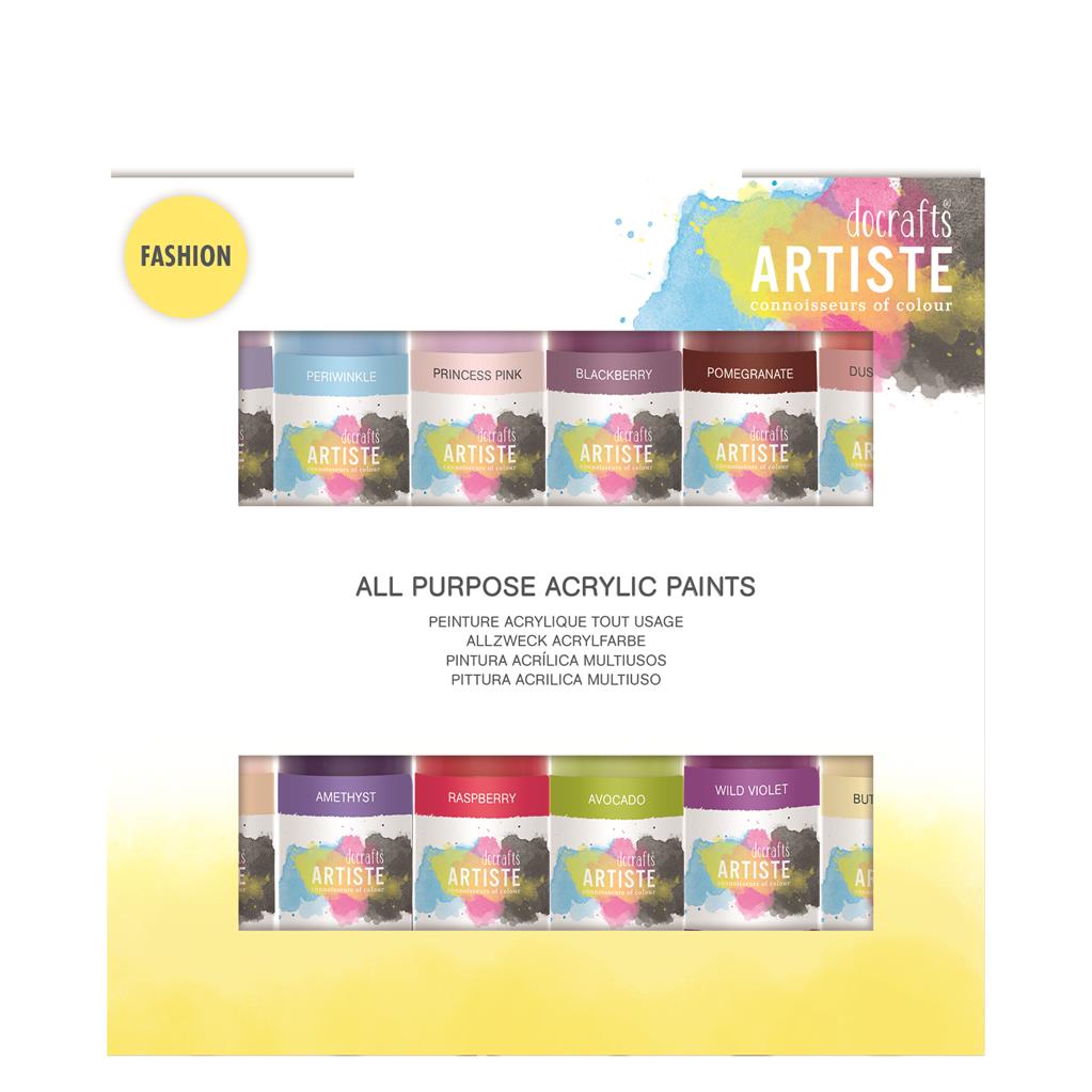 Artiste All Purpose Acrylic Paint Set - Fashion (12pk)